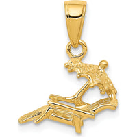 14K Yellow Gold 3D Beach Chair with Umbrella Pendant - 17mm x 14mm by Oro Pregiato