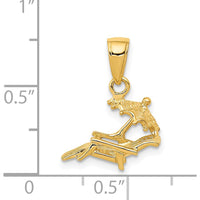 14K Yellow Gold 3D Beach Chair with Umbrella Pendant - 17mm x 14mm by Oro Pregiato