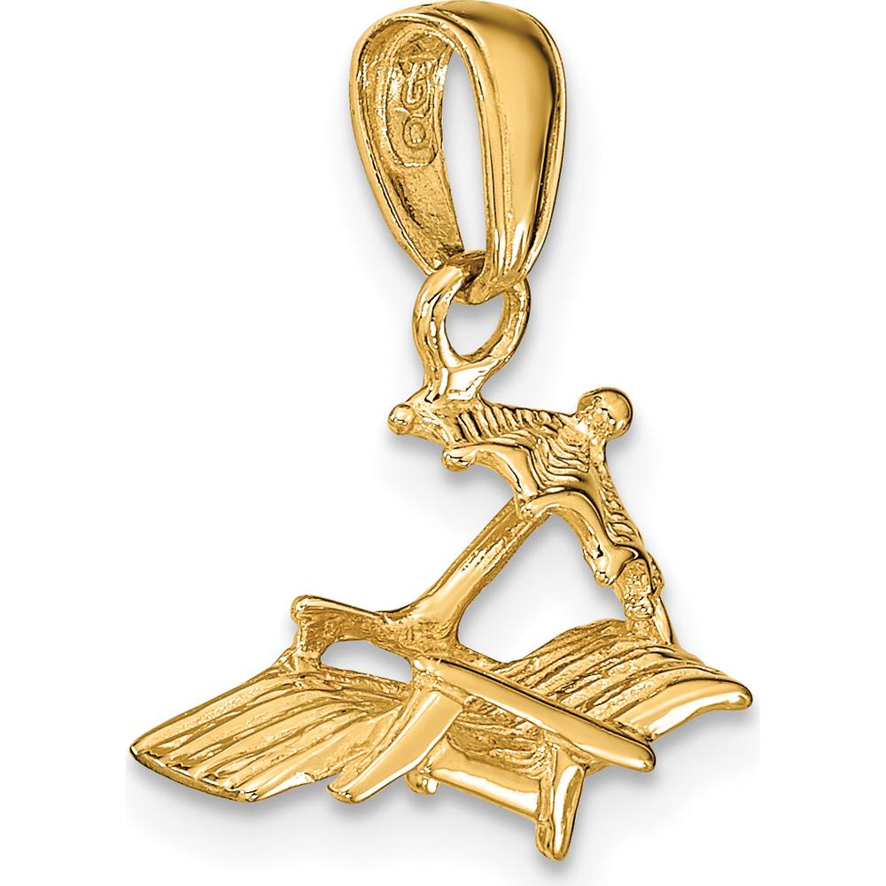 14K Yellow Gold 3D Beach Chair with Umbrella Pendant - 17mm x 14mm by Oro Pregiato