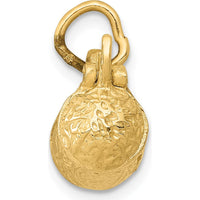 14K Yellow Gold 3D Beer Stein Lid Opens Charm - Textured 15mm Length