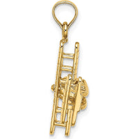 14K Yellow Gold 3D Bi-Plane Charm with Ribbed Wings - Polished Finish by Oro Pregiato