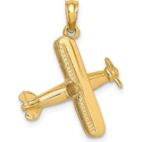 14K Yellow Gold 3D Bi-Plane Charm with Textured Design by Oro Pregiato