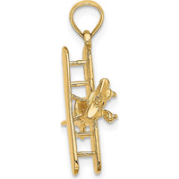 14K Yellow Gold 3D Bi-Plane Charm with Textured Design by Oro Pregiato
