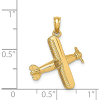 14K Yellow Gold 3D Bi-Plane Charm with Textured Design by Oro Pregiato