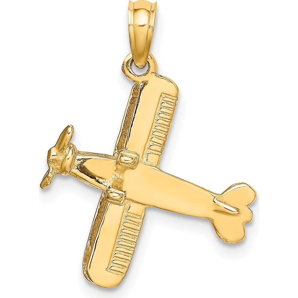 14K Yellow Gold 3D Bi-Plane Charm with Textured Design by Oro Pregiato