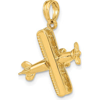 14K Yellow Gold 3D Bi-Plane Charm with Textured Design by Oro Pregiato