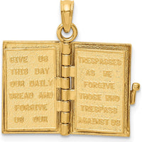 14K Yellow Gold 3D Bible Pendant with Pink Enamel and Moveable Pages by 0