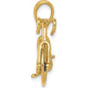 14K Yellow Gold 3D Bicycle Pendant with Moveable Wheels and Blue Enamel Accents by Oro Pregiato