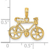 14K Yellow Gold 3D Bicycle Pendant with Moveable Wheels & Pedals - 13mm Polished Motif Charm by Oro Pregiato