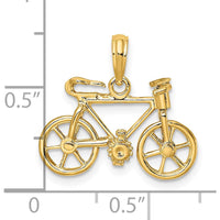 14K Yellow Gold 3D Bicycle Pendant with Moveable Wheels & Pedals - 13mm Polished Motif Charm by Oro Pregiato
