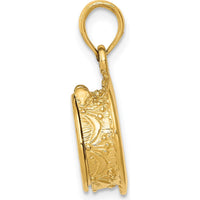 14K Yellow Gold 3D Birthday Cake Pendant with Enameled Candle by Oro Pregiato
