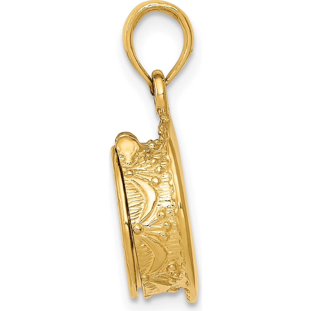 14K Yellow Gold 3D Birthday Cake Pendant with Enameled Candle by Oro Pregiato