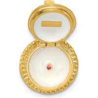 14K Yellow Gold 3D Birthday Cake Pendant with Enameled Candle by Oro Pregiato