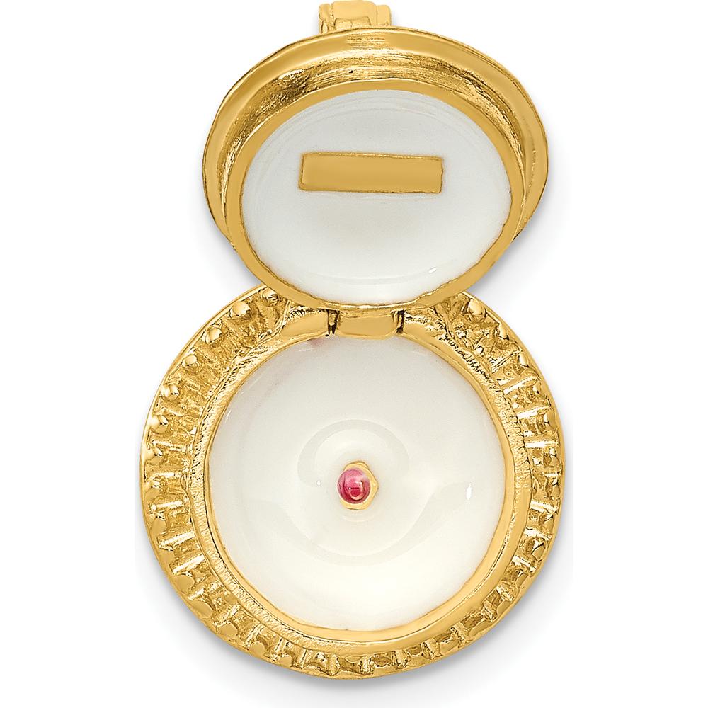 14K Yellow Gold 3D Birthday Cake Pendant with Enameled Candle by Oro Pregiato