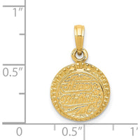 14K Yellow Gold 3D Birthday Cake Pendant with Enameled Candle by Oro Pregiato