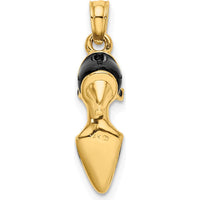 14K Yellow Gold 3D Black Enamel Closed Toe High Heel Charm Pendant by Oro Pregiato