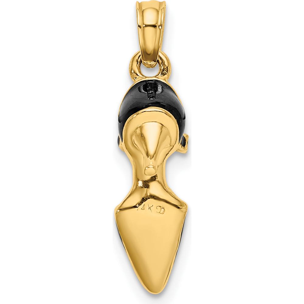 14K Yellow Gold 3D Black Enamel Closed Toe High Heel Charm Pendant by Oro Pregiato
