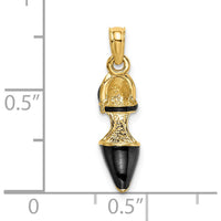 14K Yellow Gold 3D Black Enamel Closed Toe High Heel Charm Pendant by Oro Pregiato