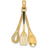 14K Yellow Gold 3D Black Enamel Kitchen Tools Charm Set with Whisk, Spatula, and Wooden Spoon by Oro Pregiato