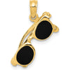 14K Yellow Gold 3D Black Enamel Sunglasses Pendant with Movable Sides by Oro Pregiato