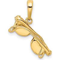 14K Yellow Gold 3D Black Enamel Sunglasses Pendant with Movable Sides by Oro Pregiato