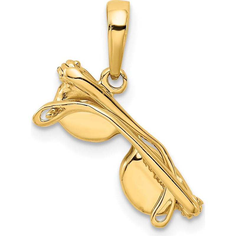 14K Yellow Gold 3D Black Enamel Sunglasses Pendant with Movable Sides by Oro Pregiato