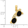14K Yellow Gold 3D Black Enamel Sunglasses Pendant with Movable Sides by Oro Pregiato