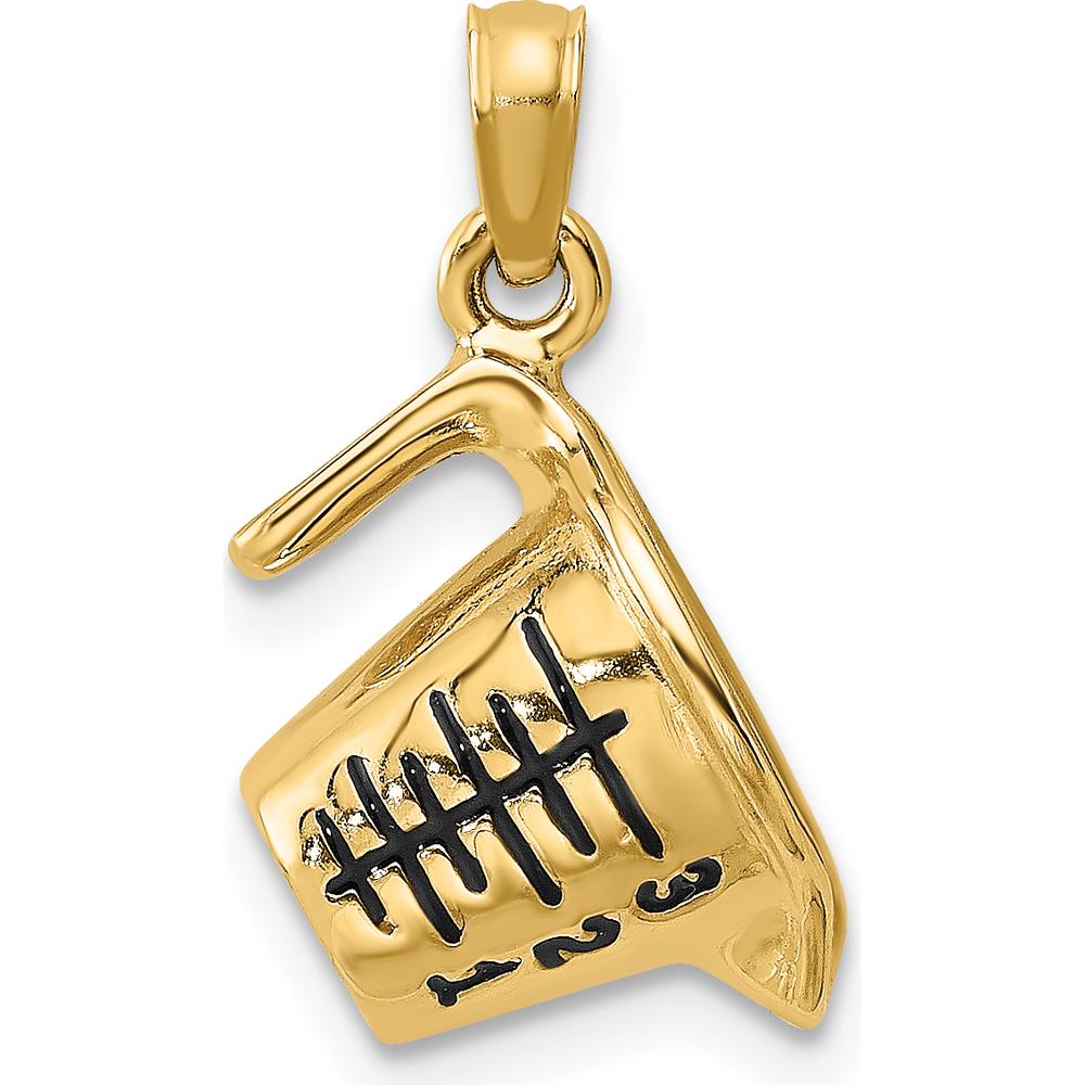 14K Yellow Gold 3D Black Enameled Measuring Cup Charm - Playful Gold Pendant by Oro Pregiato