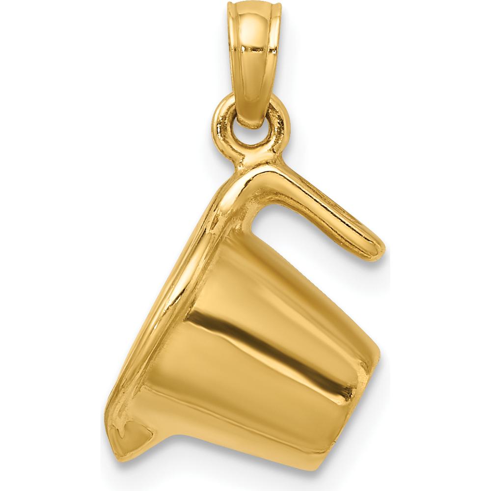 14K Yellow Gold 3D Black Enameled Measuring Cup Charm - Playful Gold Pendant by Oro Pregiato