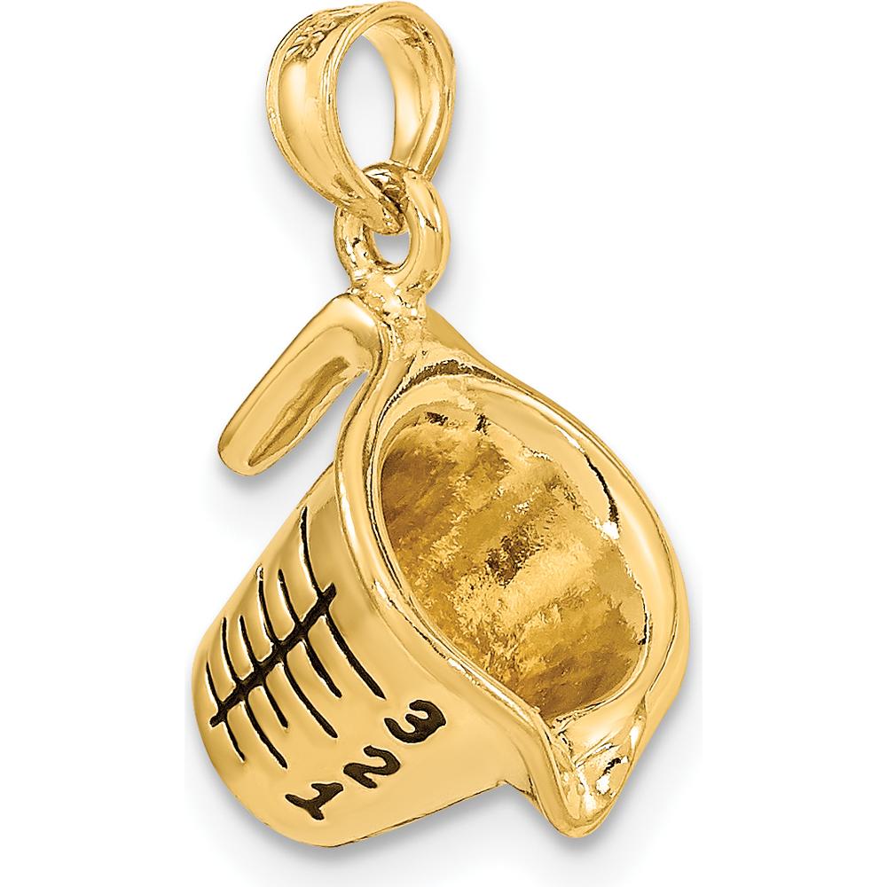14K Yellow Gold 3D Black Enameled Measuring Cup Charm - Playful Gold Pendant by Oro Pregiato