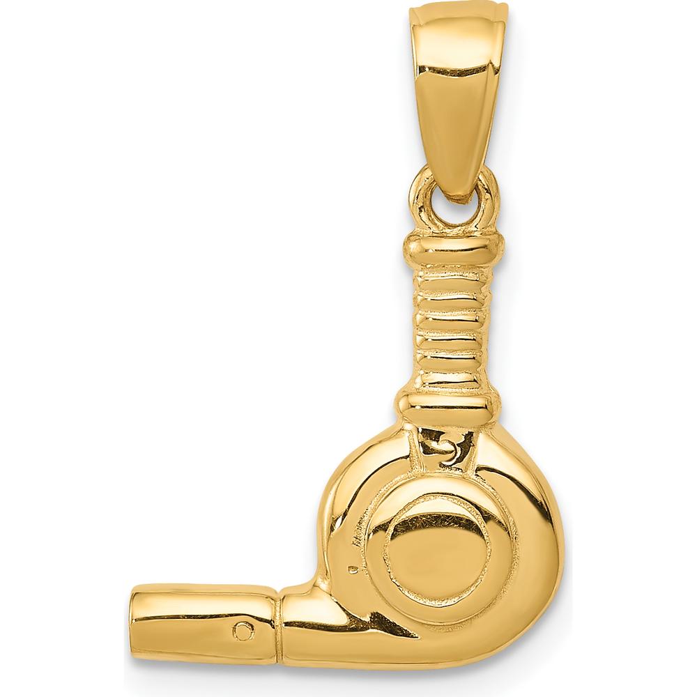 14K Yellow Gold 3D Blow Dryer Pendant - Polished Finish by Oro Pregiato