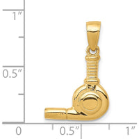 14K Yellow Gold 3D Blow Dryer Pendant - Polished Finish by Oro Pregiato