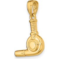 14K Yellow Gold 3D Blow Dryer Pendant - Polished Finish by Oro Pregiato