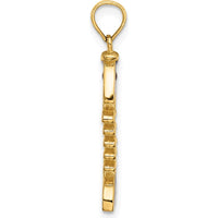 14K Yellow Gold 3D Blue Enamel Fish Bone Charm by Oro Pregiato