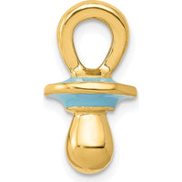 14K Yellow Gold 3D Blue Enamel Pacifier Pendant - Playful & Unique Design by Oro Pregiato