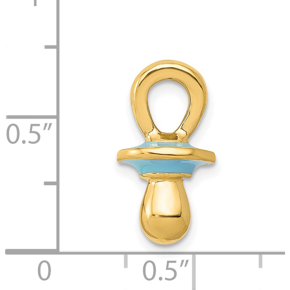 14K Yellow Gold 3D Blue Enamel Pacifier Pendant - Playful & Unique Design by Oro Pregiato