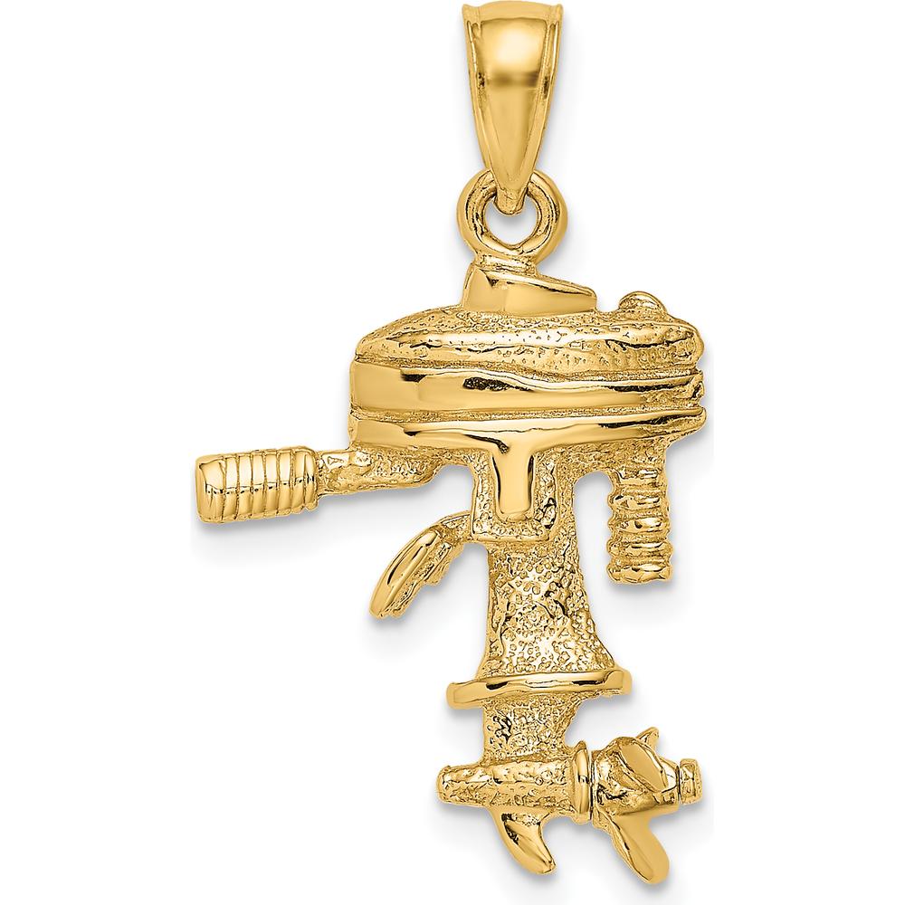 14K Yellow Gold 3D Boat Engine Pendant with Moveable Propeller by Oro Pregiato