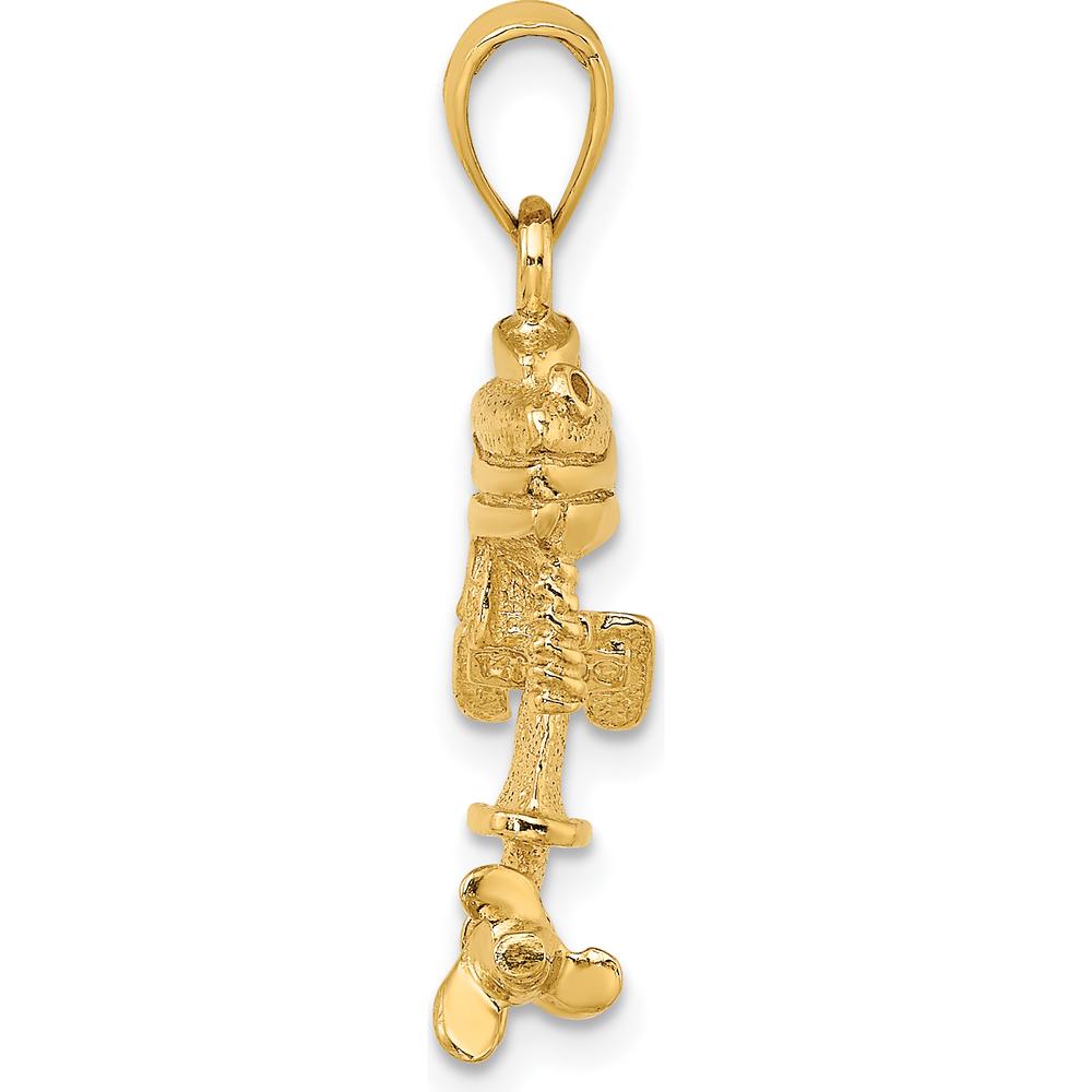 14K Yellow Gold 3D Boat Engine Pendant with Moveable Propeller by Oro Pregiato