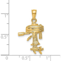 14K Yellow Gold 3D Boat Engine Pendant with Moveable Propeller by Oro Pregiato