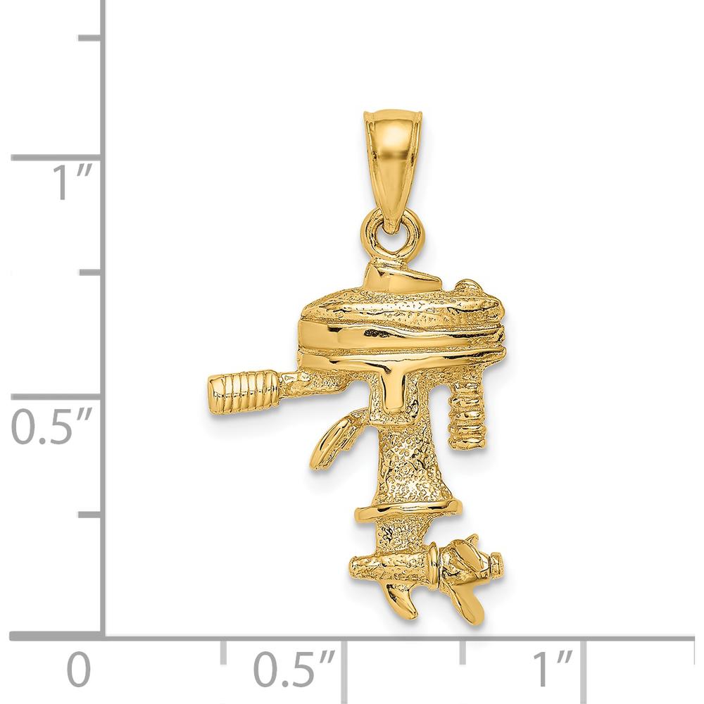 14K Yellow Gold 3D Boat Engine Pendant with Moveable Propeller by Oro Pregiato