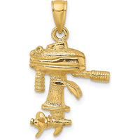 14K Yellow Gold 3D Boat Engine Pendant with Moveable Propeller by Oro Pregiato