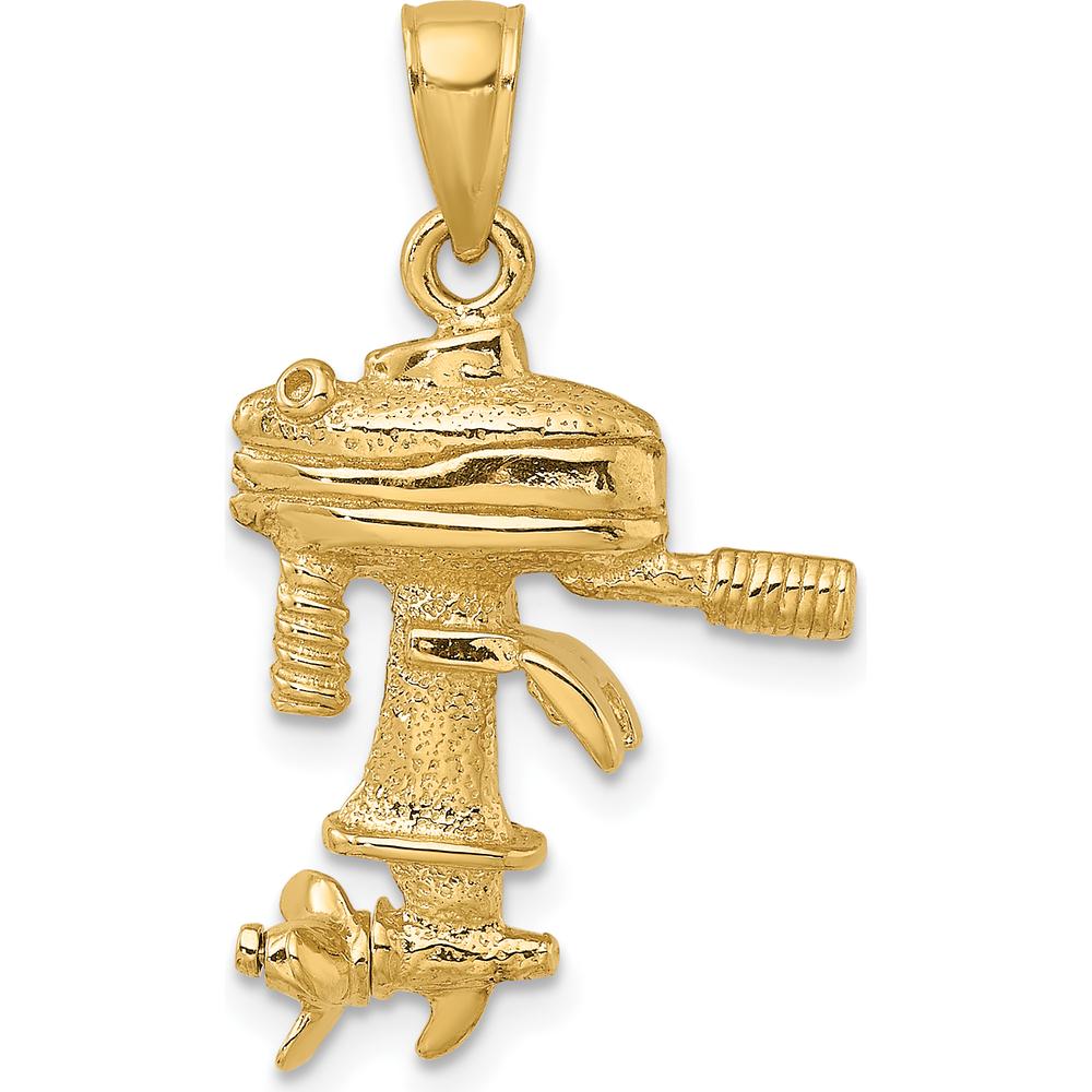 14K Yellow Gold 3D Boat Engine Pendant with Moveable Propeller by Oro Pregiato