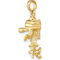 14K Yellow Gold 3D Boat Engine Pendant with Moveable Propeller by Oro Pregiato