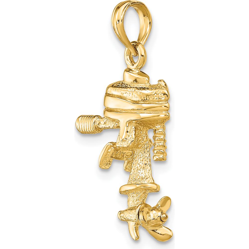 14K Yellow Gold 3D Boat Engine Pendant with Moveable Propeller by Oro Pregiato
