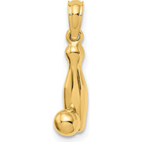 14K Yellow Gold 3D Bowling Pin and Ball Charm - Polished Finish 13.6mm Length by Oro Pregiato