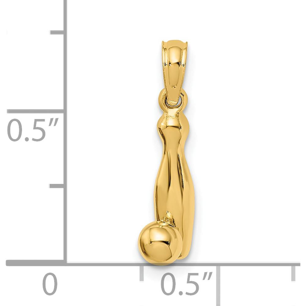 14K Yellow Gold 3D Bowling Pin and Ball Charm - Polished Finish 13.6mm Length by Oro Pregiato