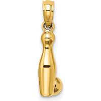 14K Yellow Gold 3D Bowling Pin and Ball Charm - Polished Finish 13.6mm Length by Oro Pregiato