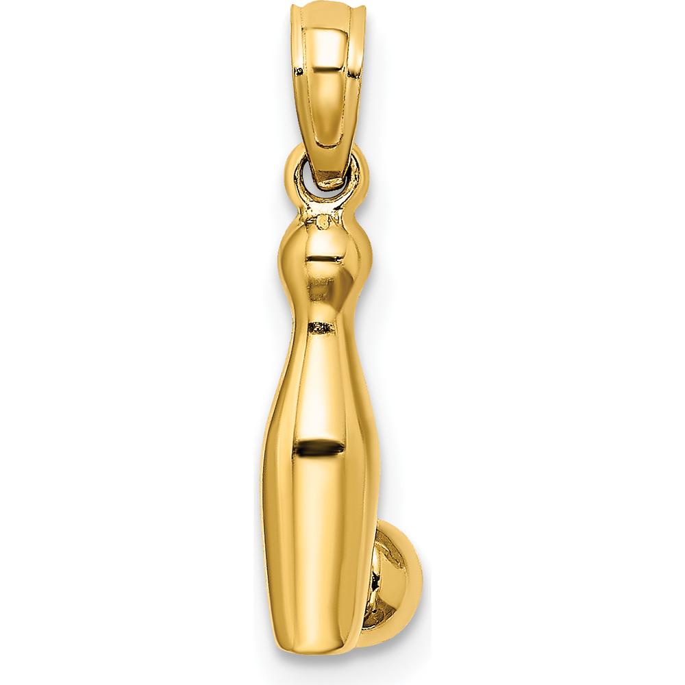 14K Yellow Gold 3D Bowling Pin and Ball Charm - Polished Finish 13.6mm Length by Oro Pregiato