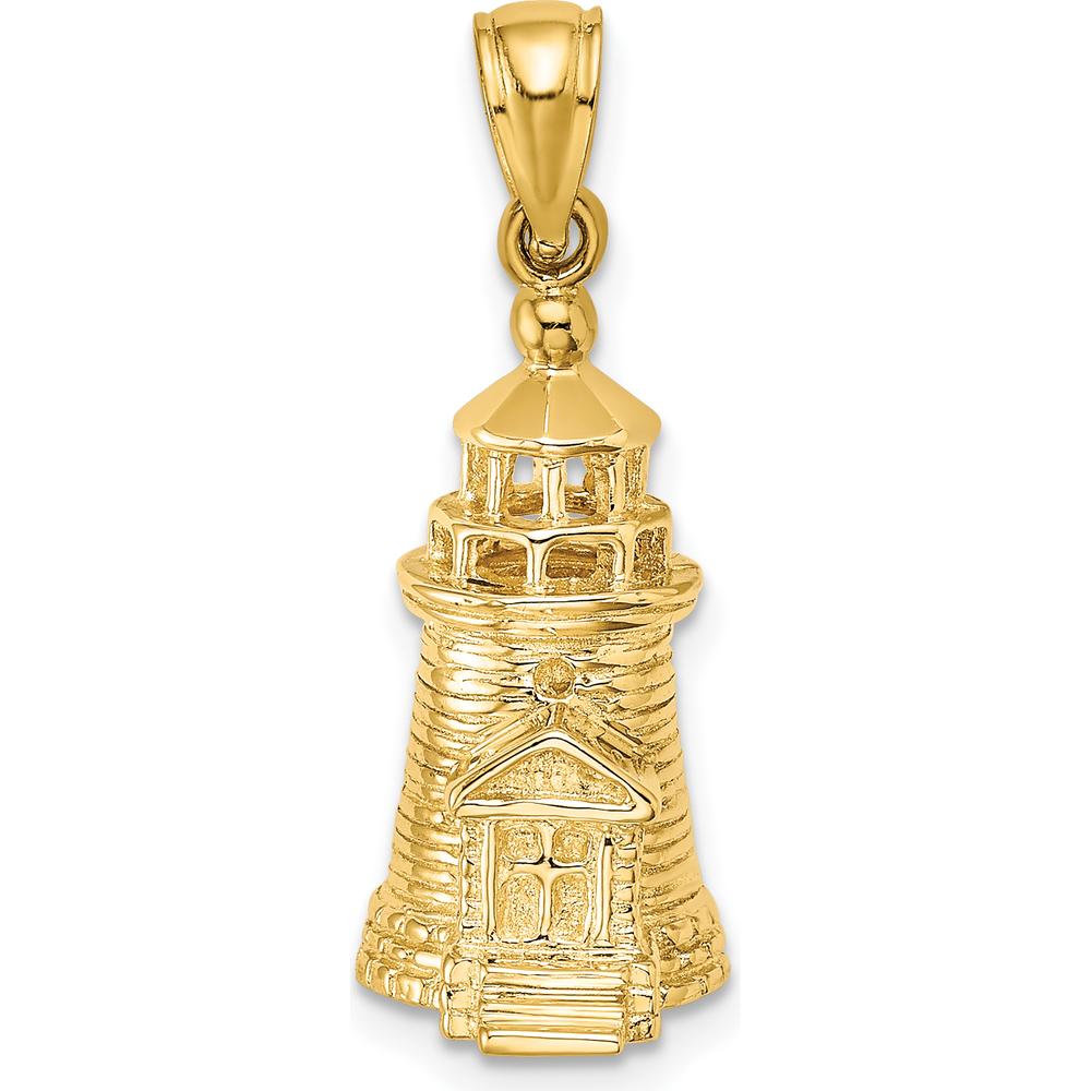 14K Yellow Gold 3D Brant Point Lighthouse Pendant Inspired by Nantucket Harbor by Oro Pregiato