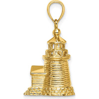 14K Yellow Gold 3D Brant Point Lighthouse Pendant Inspired by Nantucket Harbor by Oro Pregiato